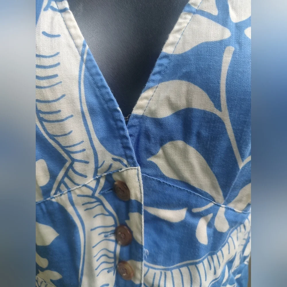 🏵️Marine Layer Floral Blue Button Down Dress - Picture 2 of 9